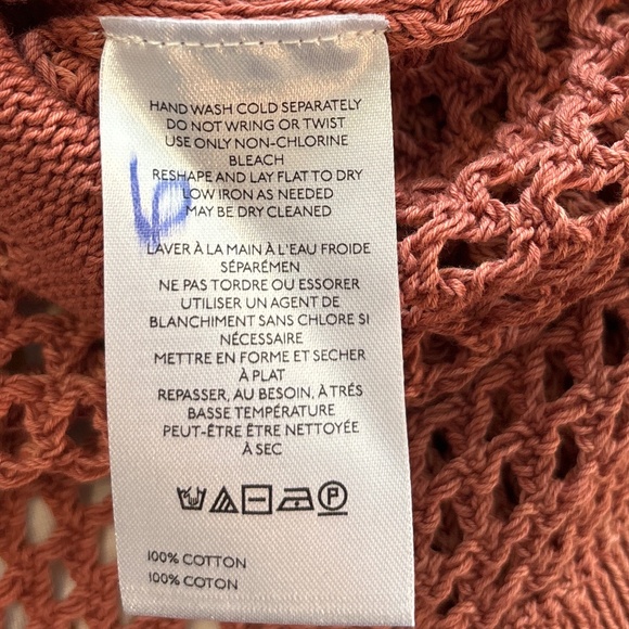 Pilcro/Anthopologie Coral Open Weave Sweater with Flowers Oversized M. NWT - Picture 10 of 11